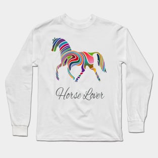 Colorful Galloping Horse Lover Print Long Sleeve T-Shirt